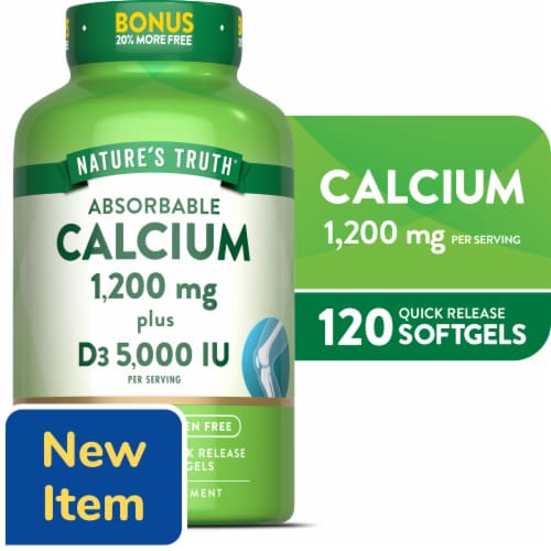 Nature's Truth Absorbable Calcium plus D3 Quick Release Softgels Perspective: front