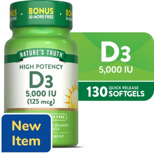 Nature's Truth® High Potency 125mcg Vitamin D3 Softgels, 130 ct - Foods Co.