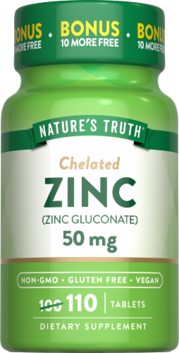 Nature's Truth® Chelated Zinc Tablets 50mg Perspective: front