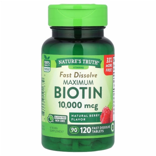 Nature's Truth Maximum Biotin Natural Berry 10 000 mcg - 120 Fast Dissolve Tablets Perspective: front