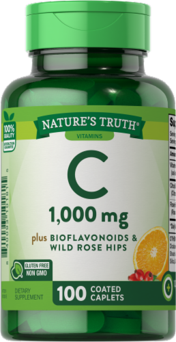 Nature's Truth Bioflavonoids & Rose Hips Vitamin C Tablets 1000mg Perspective: front