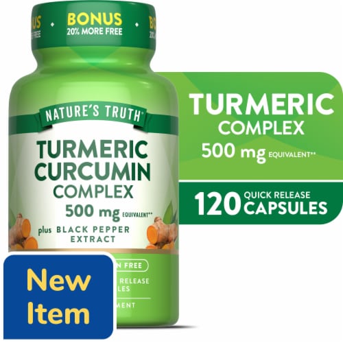 Nature's Truth® Tumeric Curcumin Complex Capsules 500mg Herbal Supplement Perspective: front