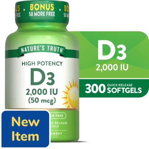Nature's Truth Vit D3 2,000 IU (50 mcg) 250+50 SG Perspective: front