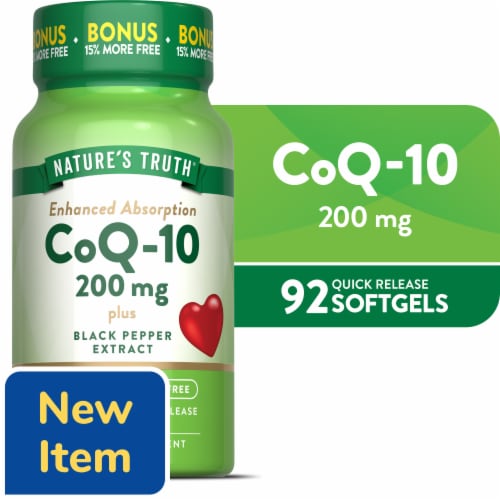 Nature’s Truth Co-Q-10 200mg 80 + 12 Softgels Perspective: front