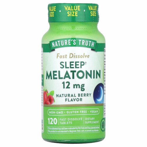 Nature's Truth Sleep Melatonin Natural Berry 12 mg - 120 Fast Dissolve Tablets Perspective: front