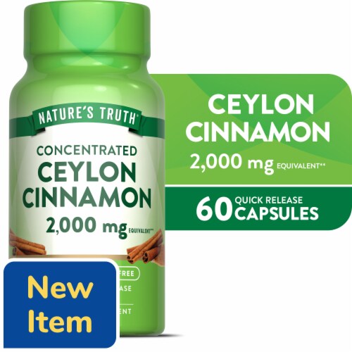 Nature's Truth 2,000 mg Concentrated Ceylon Cinnamon 60 Capsules Perspective: front