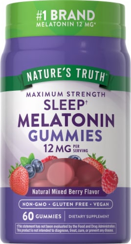 Nature's Truth 12 mg Maximum Strength Delicious Mixed Berry Flavor Sleep Melatonin Perspective: front