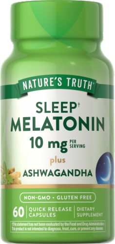 Nature's Truth® Sleep 10mg Melatonin Plus Ashwagandha 750 mg Quick Release Capsules Perspective: front