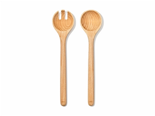 OXO Soft Works Beechwood Salad Servers Set Perspective: front