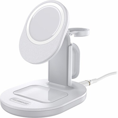 OtterBox 3-In-1 Charging Station for MagSafe - White/Silver Perspective: front