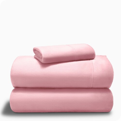Bare Home Microplush Fleece Sheet Set Light Pink, Twin XL, Twin XL