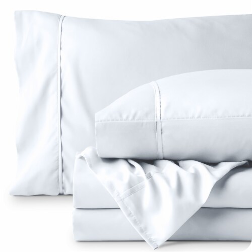 Bare Home 22 Inch Deep Pocket Microfiber Sheet Set - White, King Perspective: front
