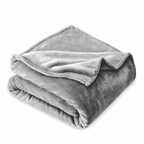 Bare Home Microplush Fleece Throw Blanket Light Grey 44 x 66 QFC