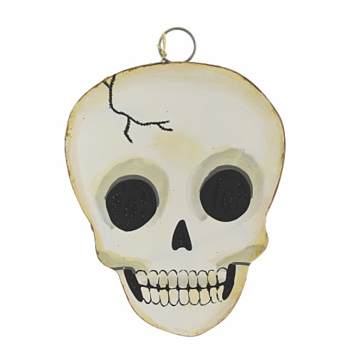 Halloween Skull Charm Metal Spooky Skeleton Eyes F21010 Perspective: front