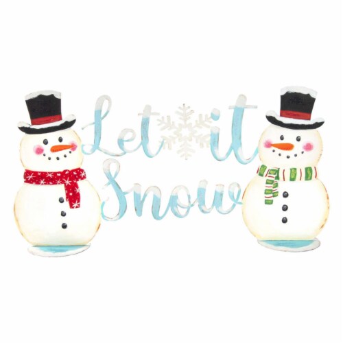 Round Top Collection Snowman Centerpiece Metal Christmas Let It Snow C21074 Perspective: front