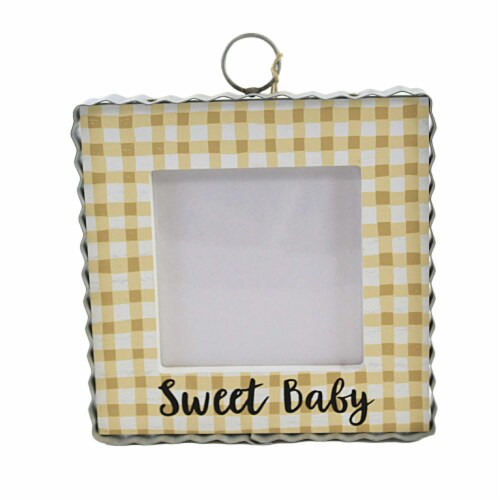 Round Top Collection Sweet Baby Photo Frame Wood Picture Gingham Y22029 Perspective: front