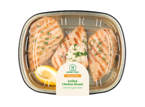 Home Chef Heat & Eat Grilled Chicken Breast with Lemon Garlic Butter Perspective: front