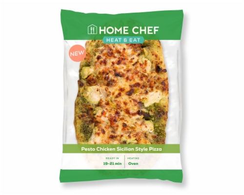 Home Chef Heat & Eat Pesto Chicken Sicilian Style Pizza Perspective: front