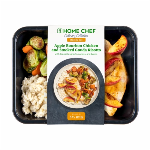 Home Chef Heat And Eat Culinary Collection Apple And Bourbon Chicken with Smoked Gouda Risotto Perspective: front