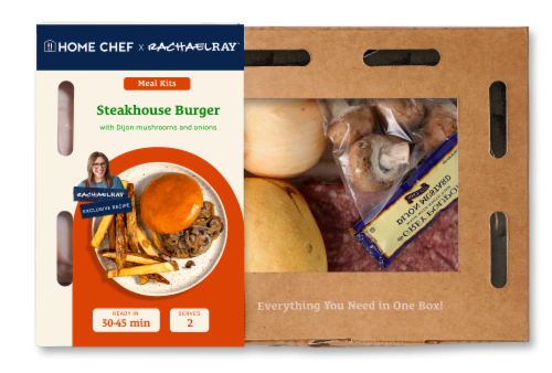 Rachael Ray Meal Kit Steakhouse Burger with Dijon Mushrooms and Onions Perspective: front