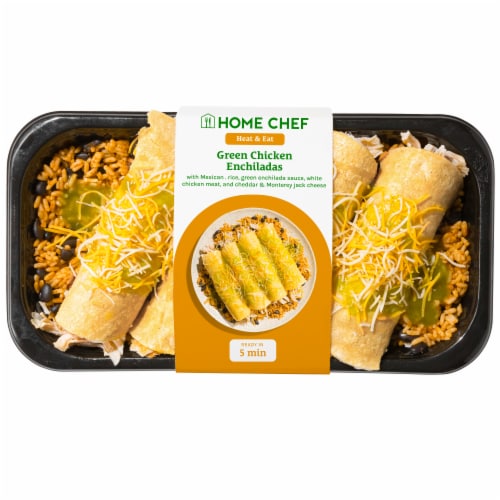 Home Chef Heat & Eat Family Meals Green Chicken Enchiladas Perspective: front