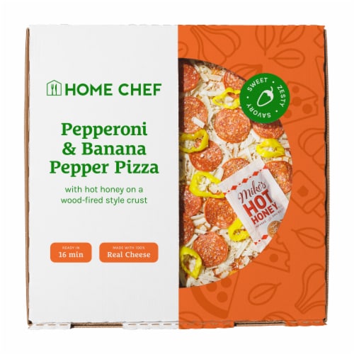 Home Chef Pepperoni & Banana Pepper pizza Perspective: front