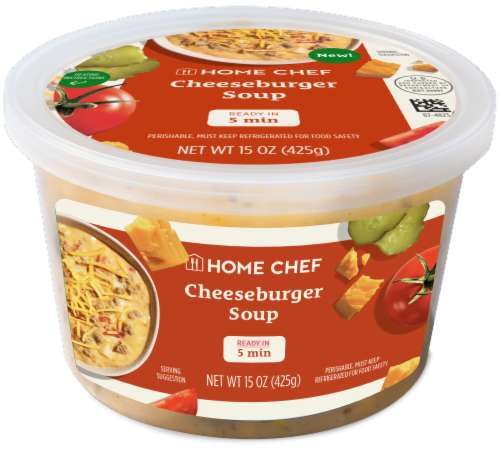 Home Chef Cheeseburger Soup Perspective: front