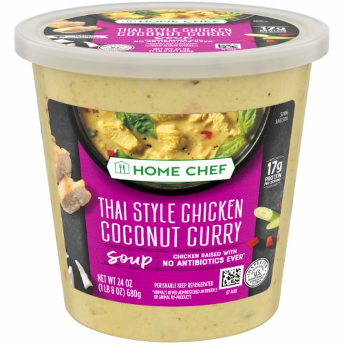 Home Chef Thai Style Chicken Coconut Curry Soup Perspective: front