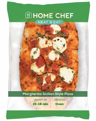 Home Chef Pizza Margherita Sicilian Style Pizza Perspective: front