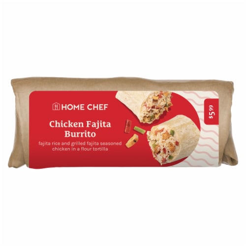 Home Chef Chicken Fajita Burrito Perspective: front