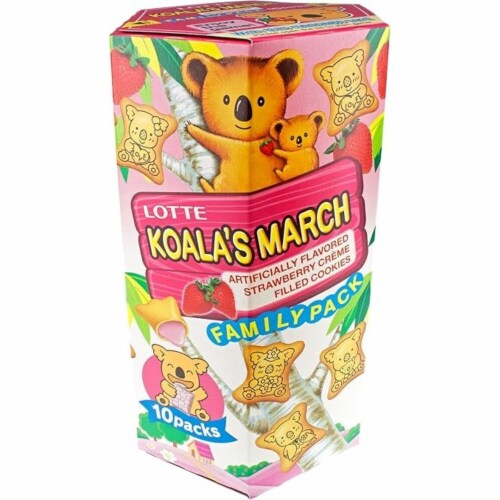 Lotte Koala’s March Strawberry Creme-Filled Cookies Perspective: front