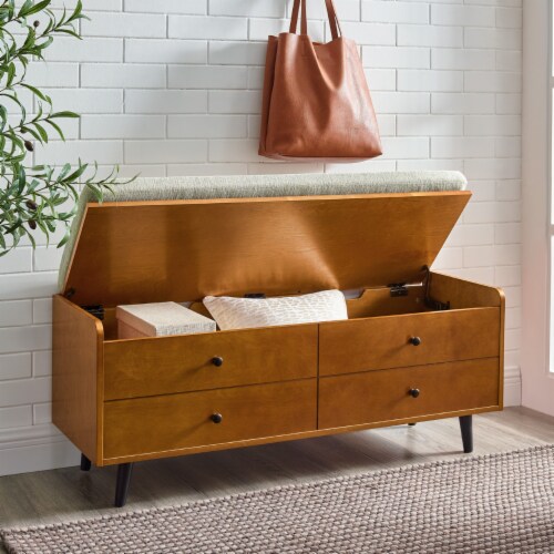 46 Mid Century Storage Bench with Cushion Acorn Tan 1 unit Kroger