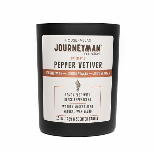 House of Velas® Journeyman Collection™ Pepper Vetiver Jar Candle Perspective: front