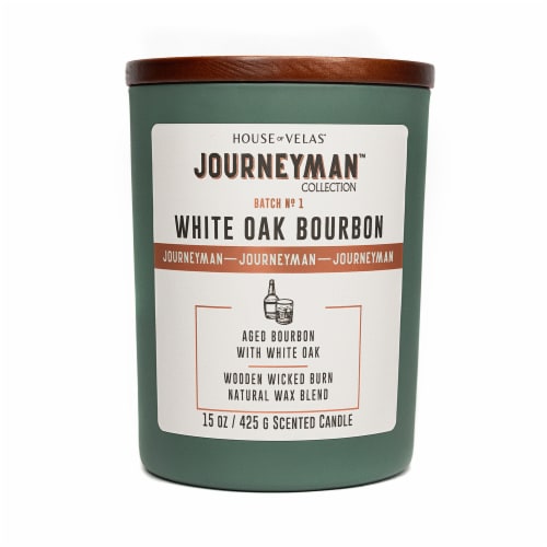 House of Velas® Journeyman™ White Oak Bourbon Candle Perspective: front