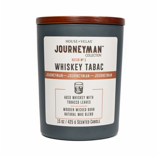 House of Velas® Journeyman Collection™ Whiskey Tabac Scent Jar Candle Perspective: front