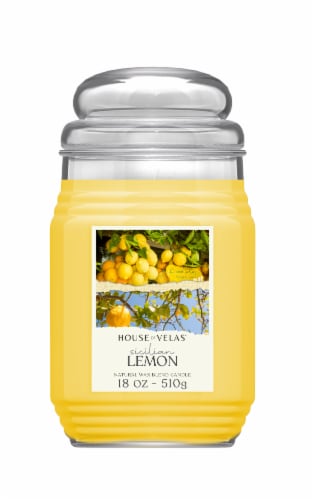 House of Velas® Jar Candle Natural Wax Blend Sicilian Lemon Perspective: front