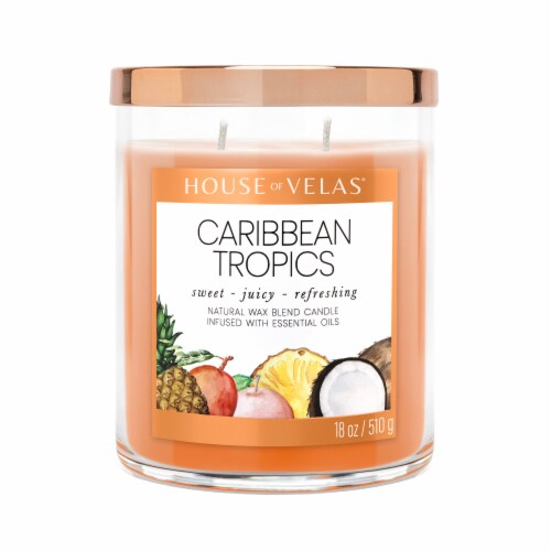 House of Velas® Caribbean Tropics Jar Candle Perspective: front