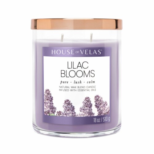 House of Velas® Lilac Blooms Jar Candle Perspective: front