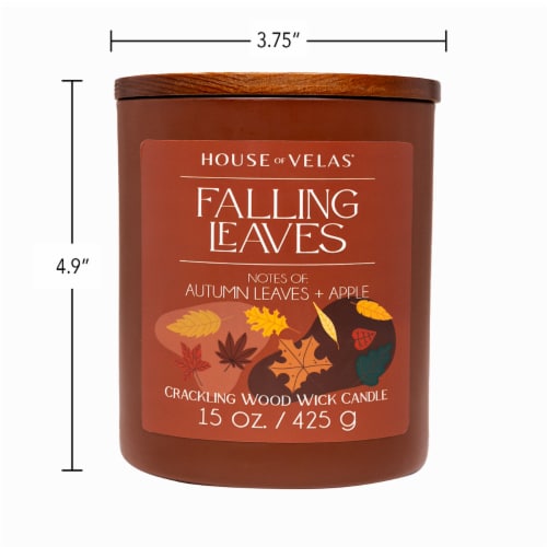House of Velas Harvest Jar Candle Falling Leaves Perspective: front
