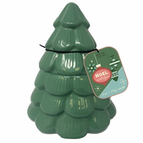 House of Velas Christmas Ceramic Tree Candle Noel Nostalgia Perspective: front