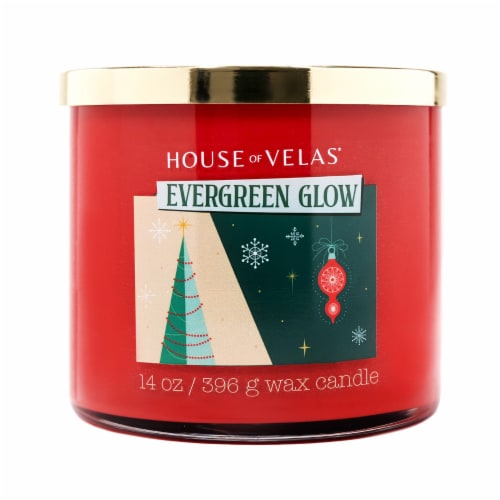 House of Velas Christmas Jar Candle Evergreen Glow Perspective: front