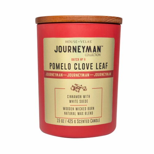 House of Velas Christmas Jar Candle Pomelo Clove Leaf Perspective: front
