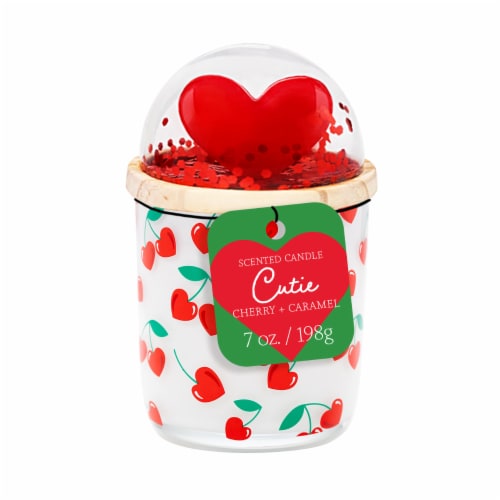 House of Velas Cutie Cherry + Sugar Valentine's Day Globe Scented Candle Perspective: front