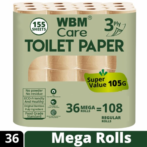 Bamboo Toilet Roll-Pack Of 36 Perspective: front