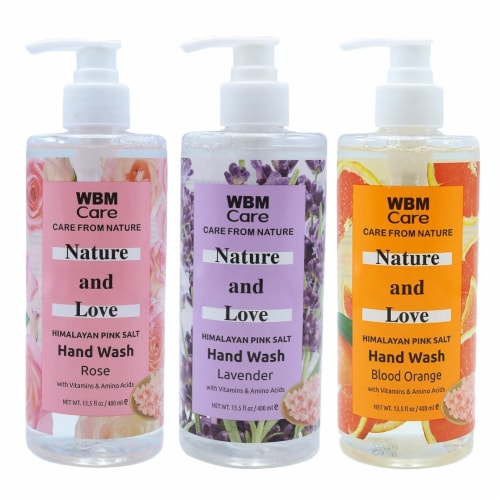 Liquid Hand Soap, 13.5 Oz/Each (Rose, Blood Orange, Lavender) Gentle on Your Skin, Pack of 3 Perspective: front