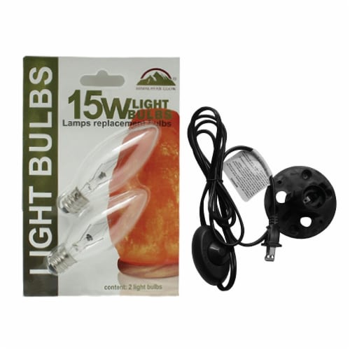 Himalayan Glow Salt Lamp 6 ft. Cord Replacement Dimmer Switch E12 Halogen Bulbs 2 Black 1 count Gerbes Super Markets