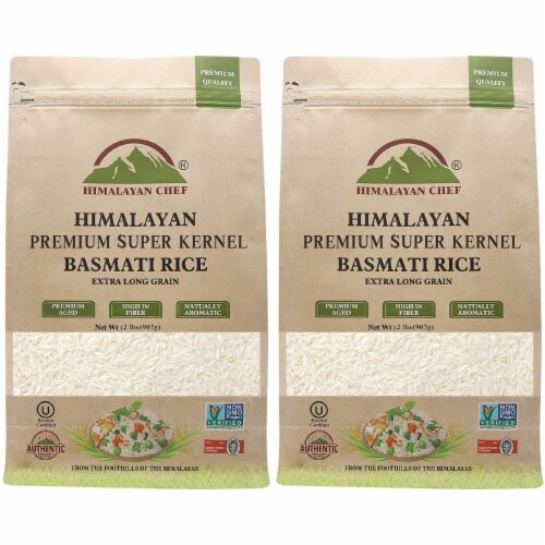 Himalayan Chef Basmati Rice, Fluffy & Long-Grain, Standup & Resealable Bag | 2 lbs - Pack 2 Perspective: front