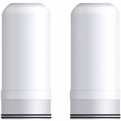 WBM Home Replacement Water Filter, Activated Carbon Filter, Purifies 99% | 2 Packs – White Perspective: front