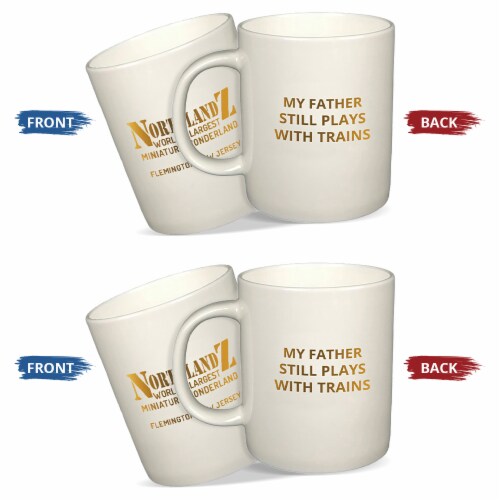 NORTHLANDZ Coffee Mug, Train Quote Printed Ceramic Coffee Cup For Father – White Perspective: front