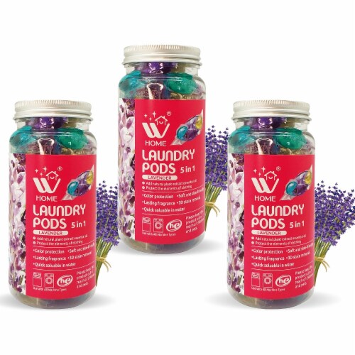 W Home Laundry Pods, Biodegradable Formula, Natural Lavender Scent | Pack of 3/12 Pods Each Perspective: front